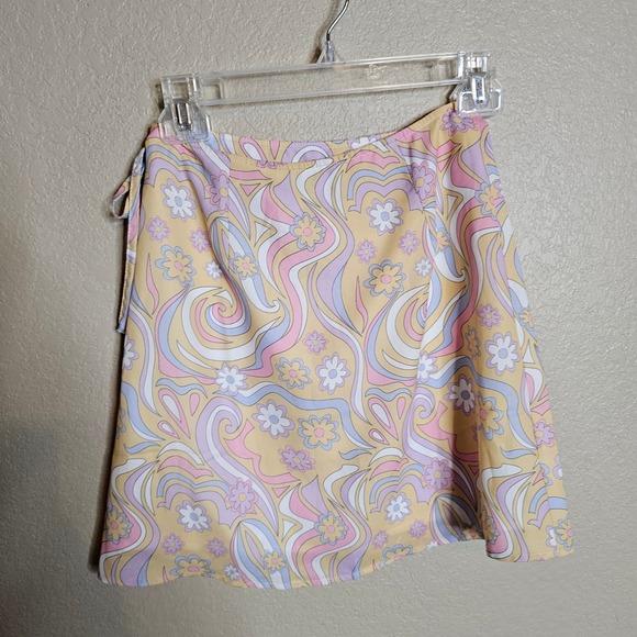 NWT Princess Polly Retro Swirl Wrap Mini Skirt Multi Floral Psychedelic 2 - Picture 4 of 8